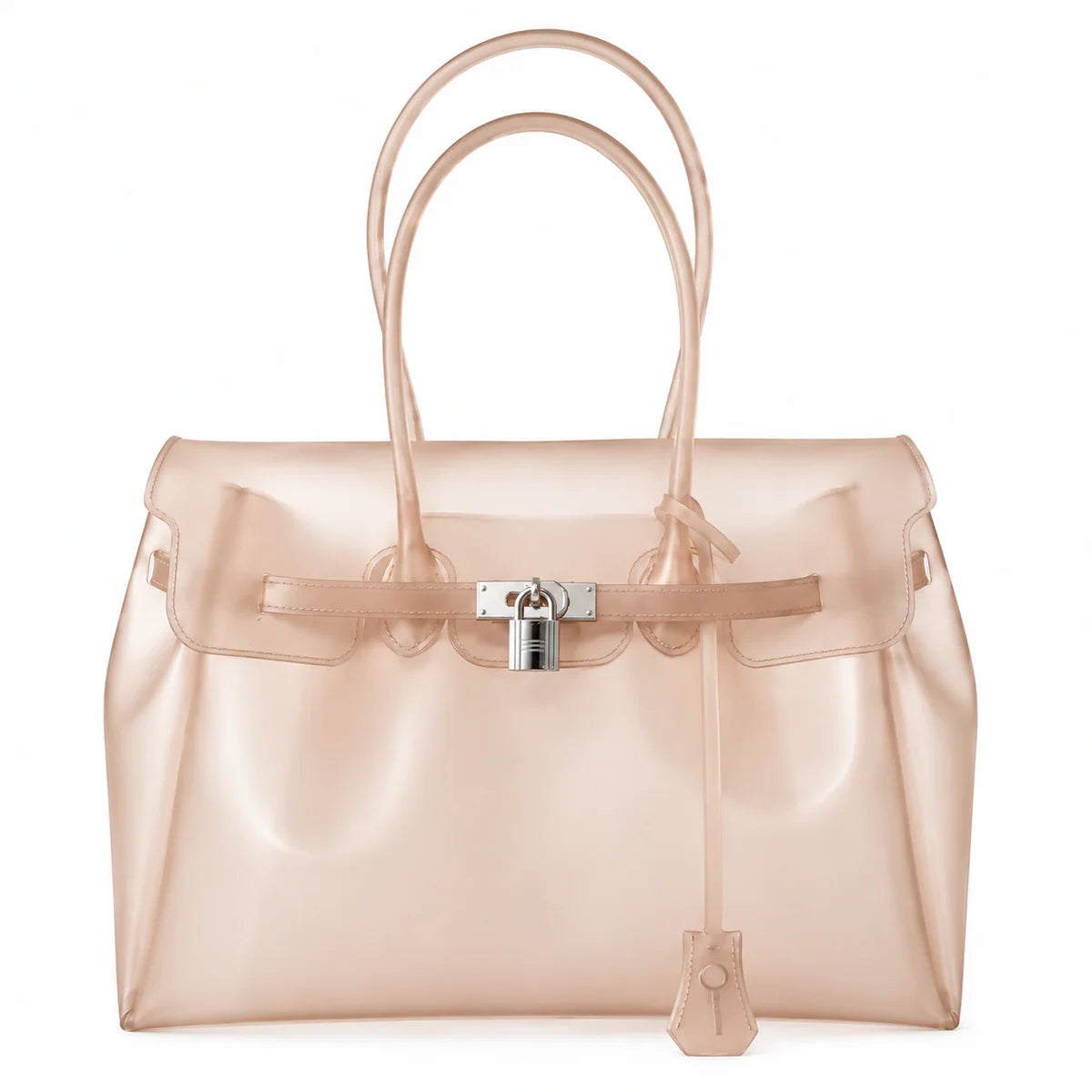 Jelly Shoulder Bag – Frosted & Glossy Finish Tote with Padlock