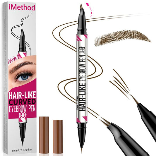 Haarähnlich gebogener Augenbrauenstift – 2-in-1 Microblading &amp; wasserfestes Finish
