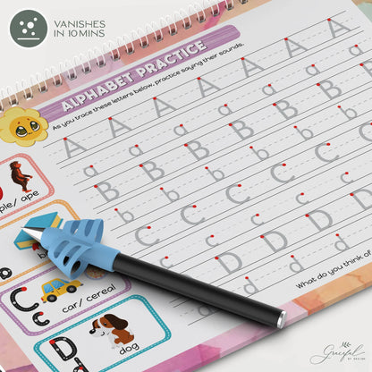 Reusable Preschool Workbooks – Grooved Learning Set with Magic Ink