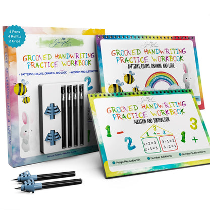 Reusable Preschool Workbooks – Grooved Learning Set with Magic Ink