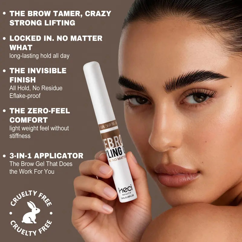 HERGLW 2-in-1 Dual Brush Clear Brow Gel: Brow Tamer, 24H Fluffy Lift