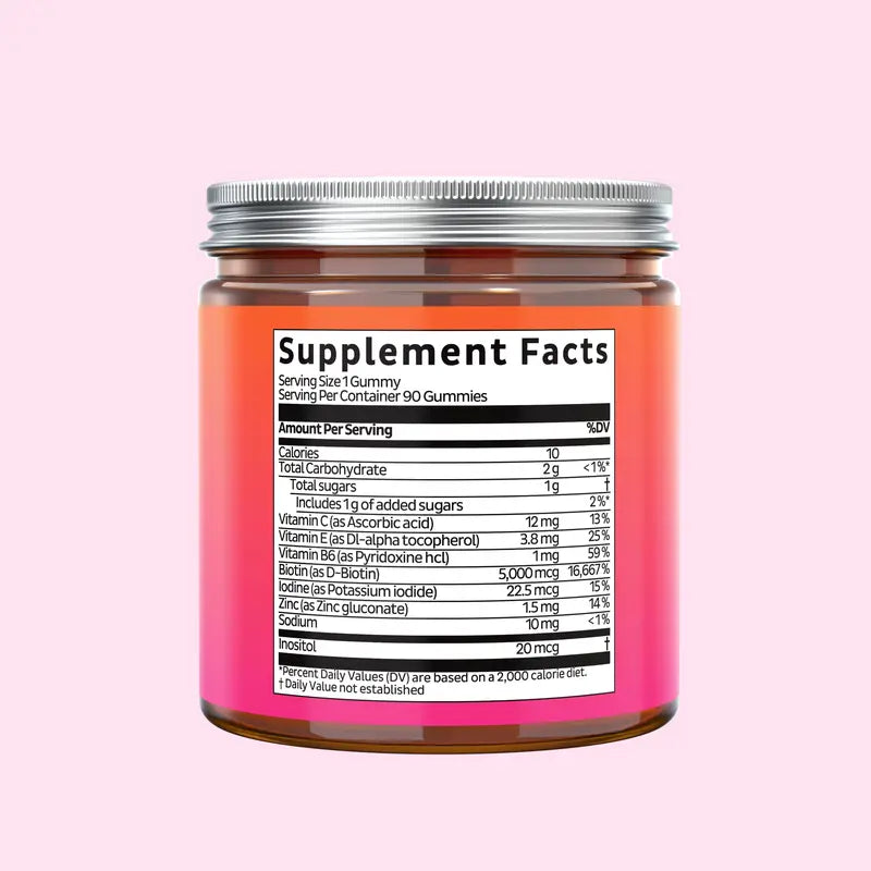 5000mcg Biotin Gummies – Vegan Wild Berry Hair Vitamins