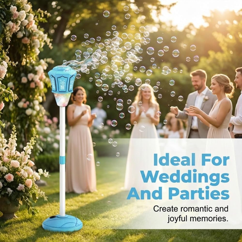 LED Street Lamp Bubble Machine – Rechargeable Tornado Blower with Remote