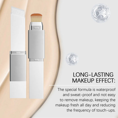 Color-Changing Foundation Stick with Built-In Brush - Full Coverage Cream Base
