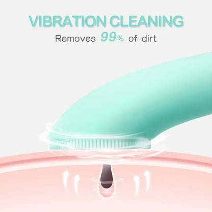 Vibrating Facial Cleansing Brush - Silicone Face Scrubber for Women & Men