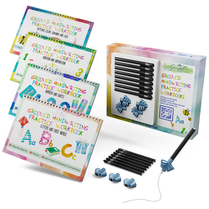Reusable Preschool Workbooks – Grooved Learning Set with Magic Ink