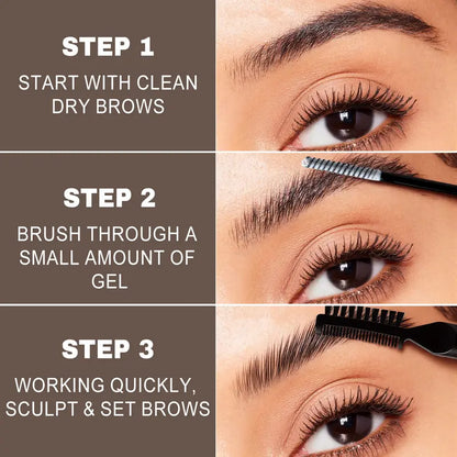 HERGLW 2-in-1 Dual Brush Clear Brow Gel: Brow Tamer, 24H Fluffy Lift