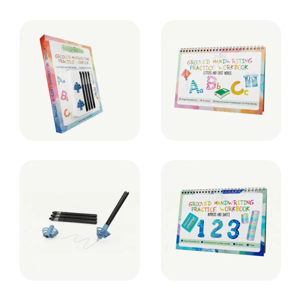 Reusable Preschool Workbooks – Grooved Learning Set with Magic Ink