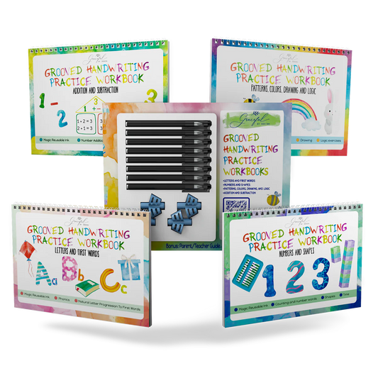 Reusable Preschool Workbooks – Grooved Learning Set with Magic Ink