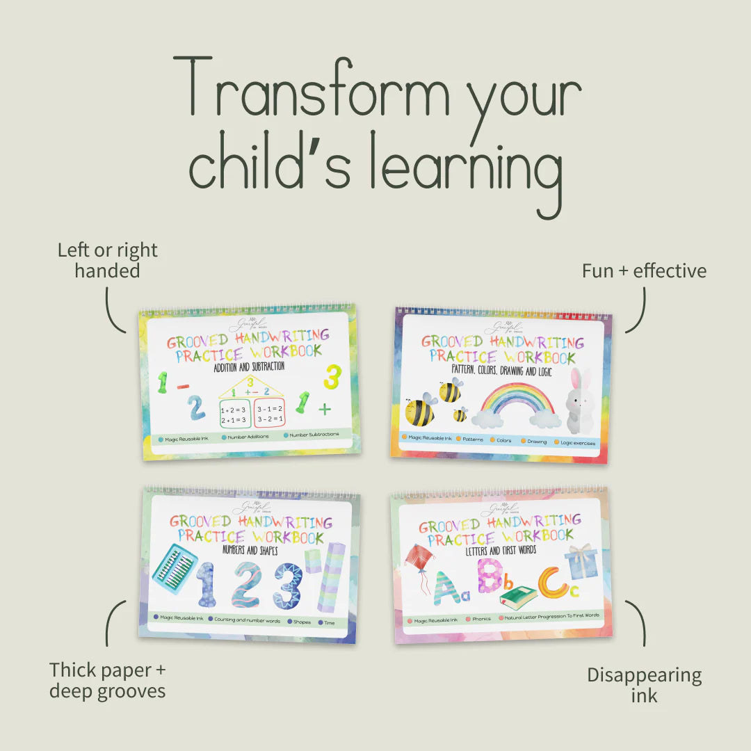 Reusable Preschool Workbooks – Grooved Learning Set with Magic Ink