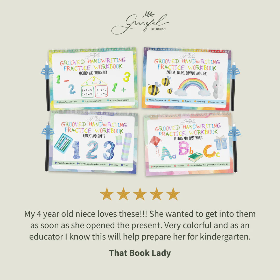 Reusable Preschool Workbooks – Grooved Learning Set with Magic Ink