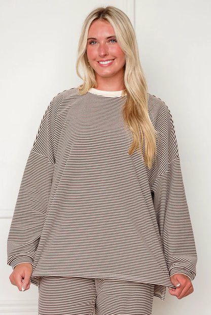 Striped Fleece Oversize Top And Pants