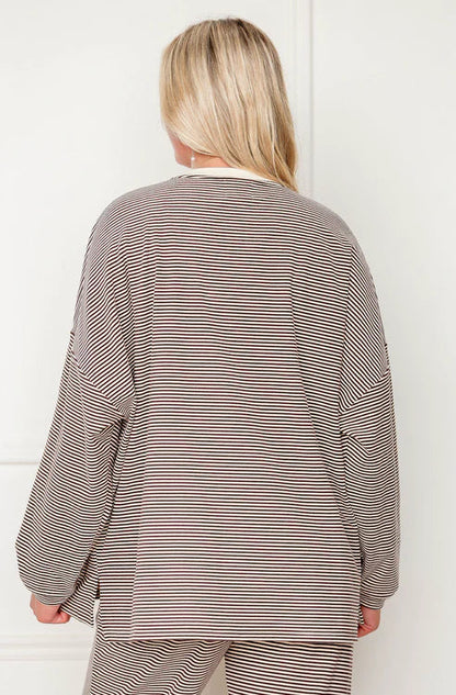 Striped Fleece Oversize Top And Pants