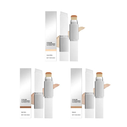 Color-Changing Foundation Stick with Built-In Brush - Full Coverage Cream Base