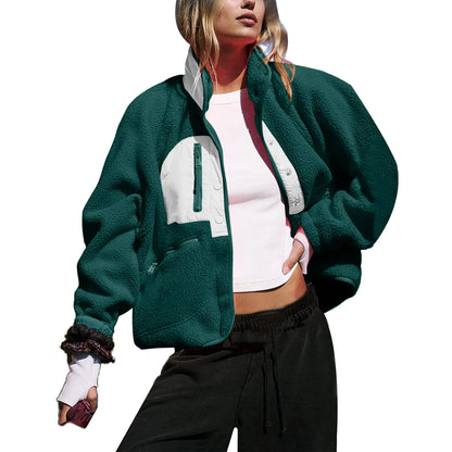 Cropped Lined Button-Down Fleece Shacket - HERGLW