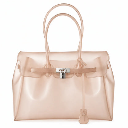 Jelly Shoulder Bag – Frosted & Glossy Finish Tote with Padlock