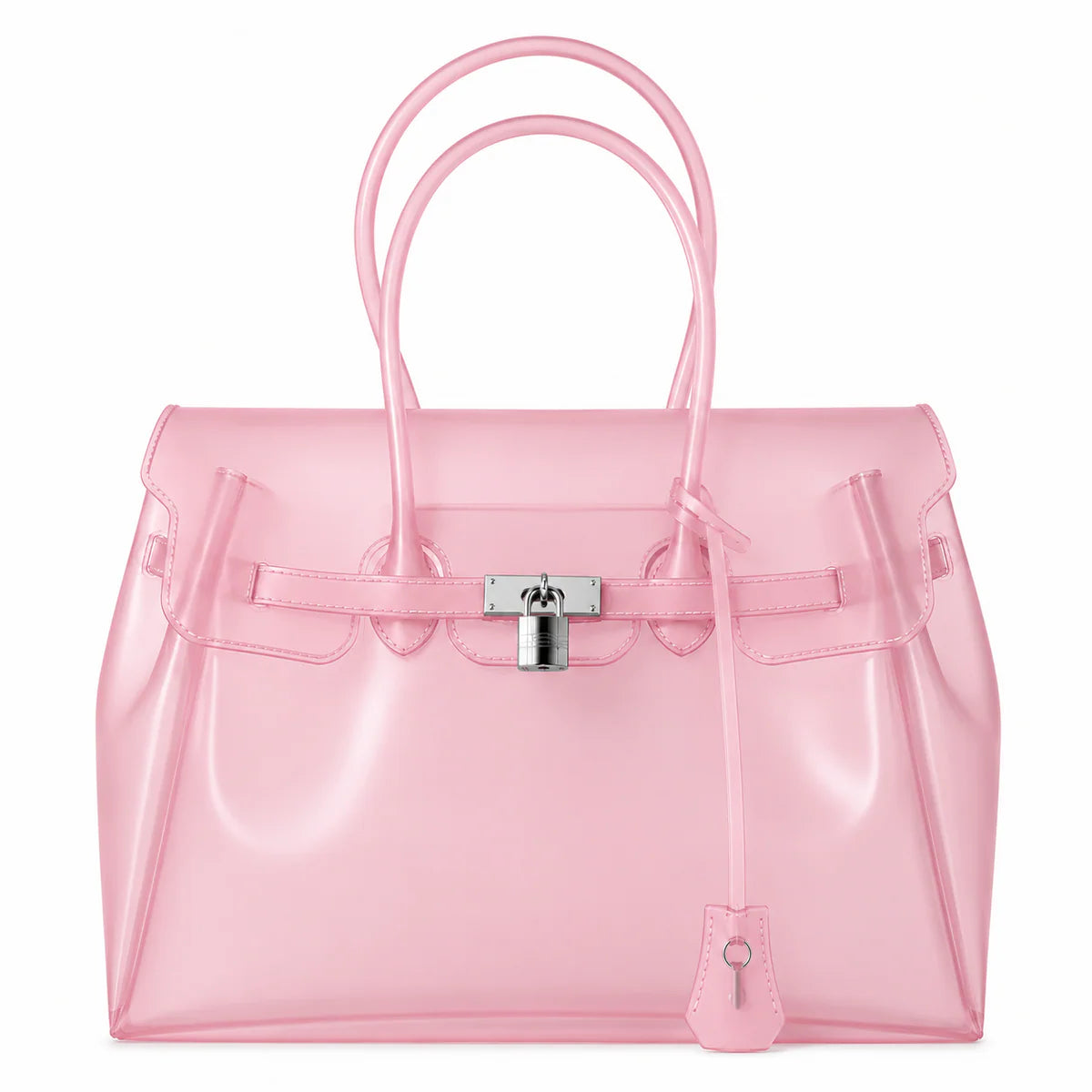 Jelly Shoulder Bag – Frosted & Glossy Finish Tote with Padlock
