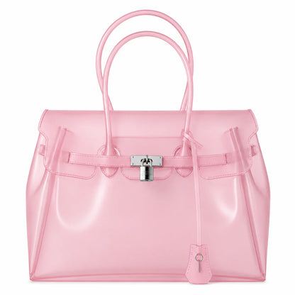 Jelly Shoulder Bag – Frosted & Glossy Finish Tote with Padlock