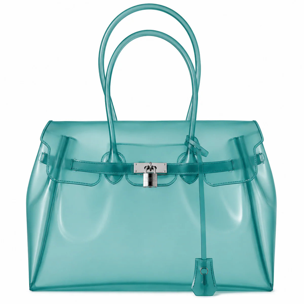 Jelly Shoulder Bag – Frosted & Glossy Finish Tote with Padlock