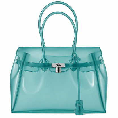 Jelly Shoulder Bag – Frosted & Glossy Finish Tote with Padlock