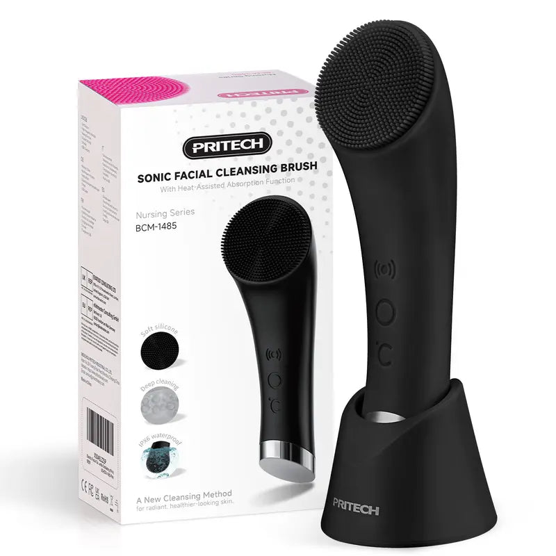 Vibrating Facial Cleansing Brush - Silicone Face Scrubber for Women & Men