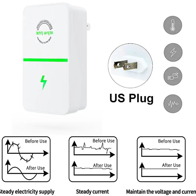Smart Plug-In Power Saver Box – Energy Saving Device (US Plug, 90–250V)