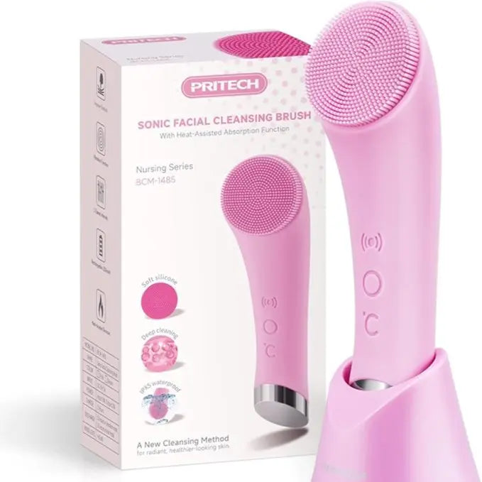 Vibrating Facial Cleansing Brush - Silicone Face Scrubber for Women & Men
