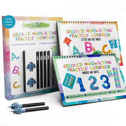 Reusable Preschool Workbooks – Grooved Learning Set with Magic Ink
