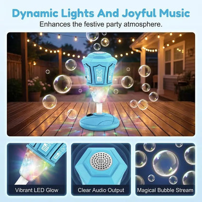 LED Street Lamp Bubble Machine – Rechargeable Tornado Blower with Remote