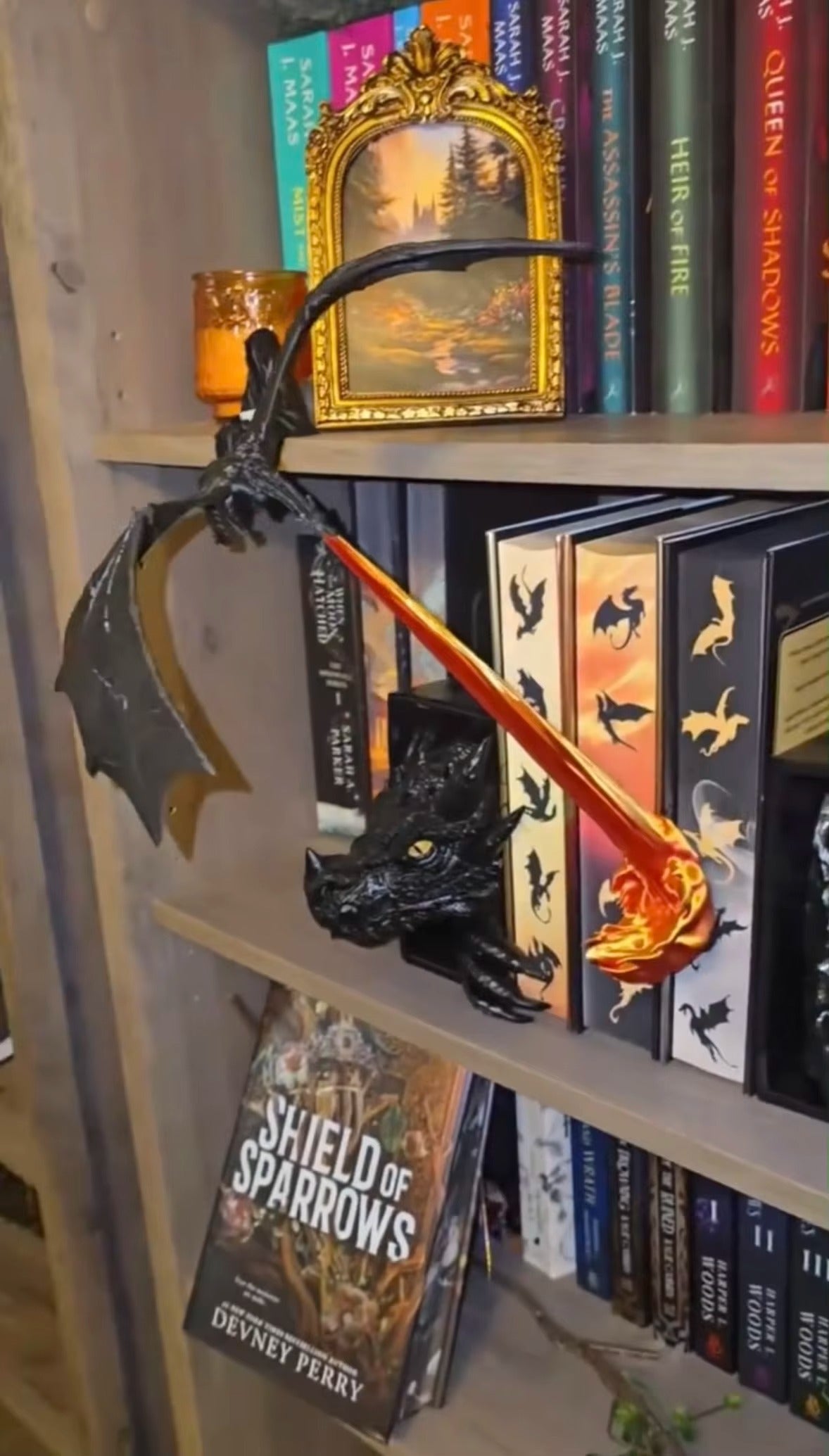 3D Printed Dragon Flame Lamp - LED Fantasy Desk Decor