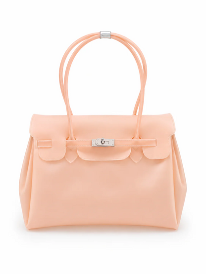 Jelly Shoulder Bag – Frosted & Glossy Finish Tote with Padlock