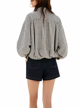 Oversized Plaid Bomber Jacket - HERGLW
