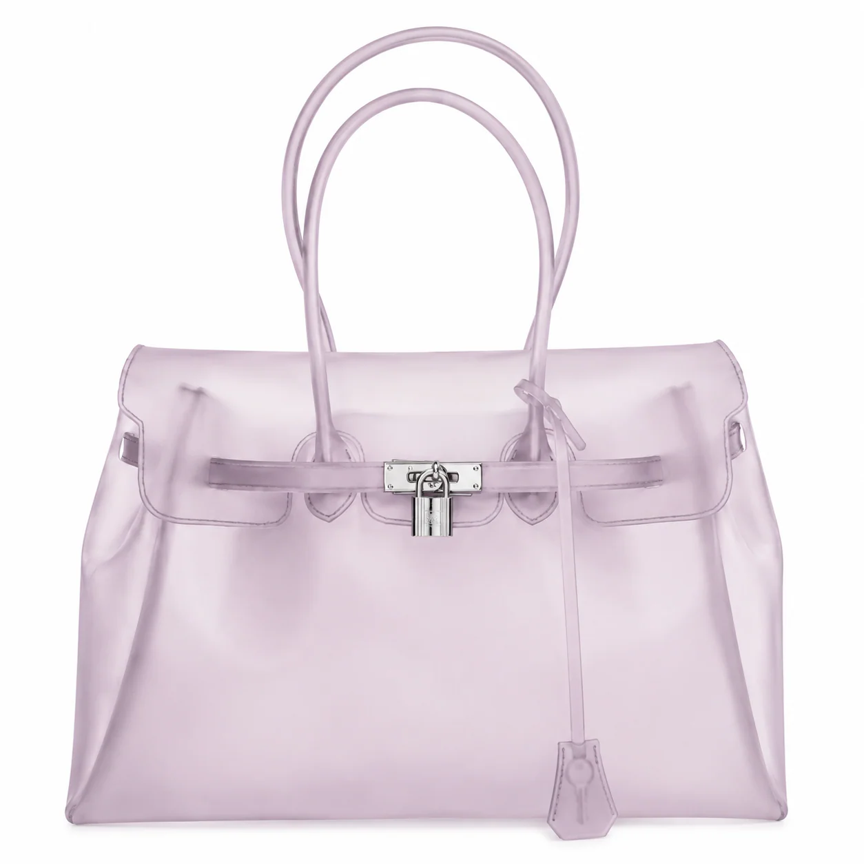 Jelly Shoulder Bag – Frosted & Glossy Finish Tote with Padlock