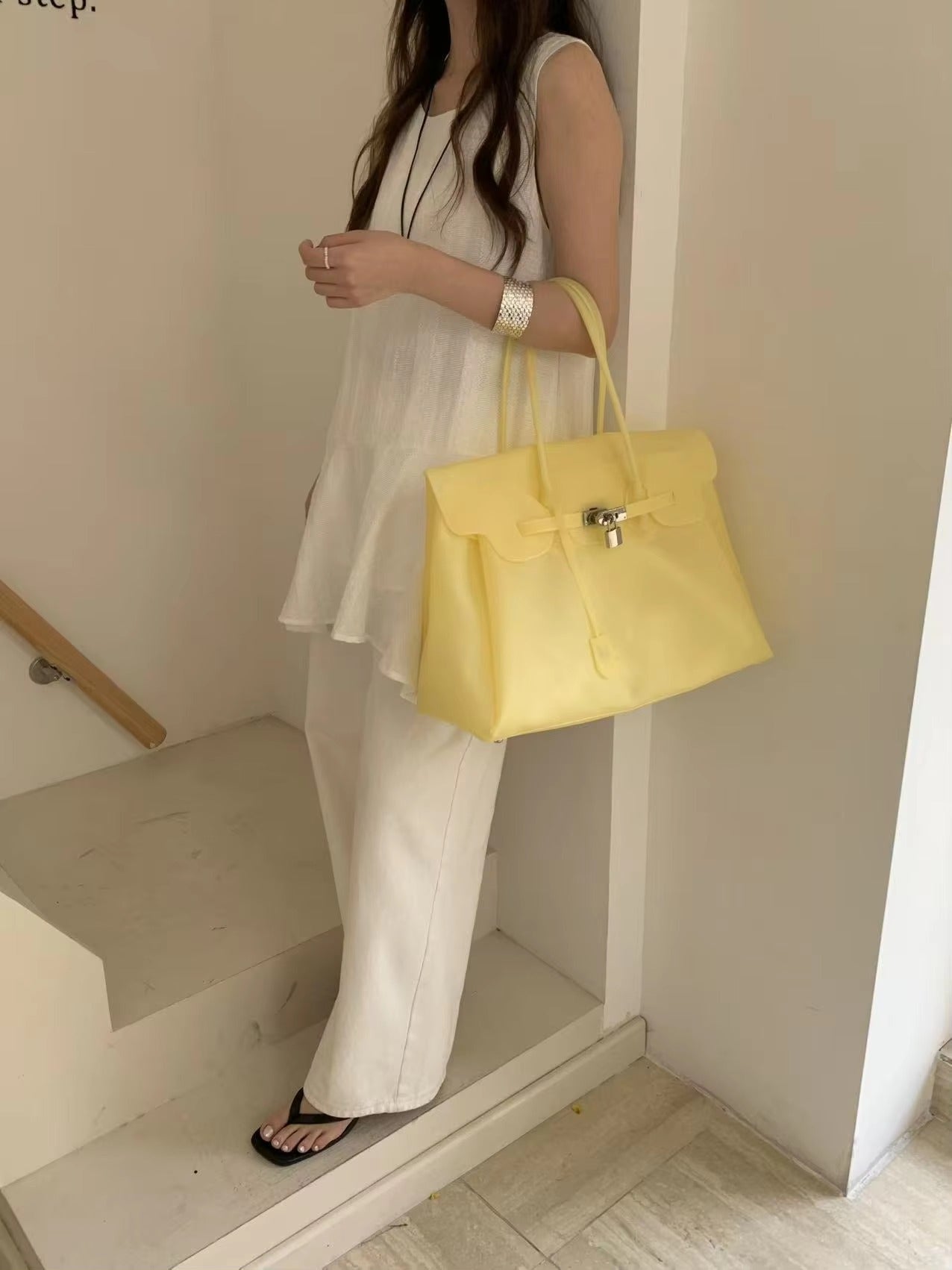 Jelly Shoulder Bag – Frosted & Glossy Finish Tote with Padlock