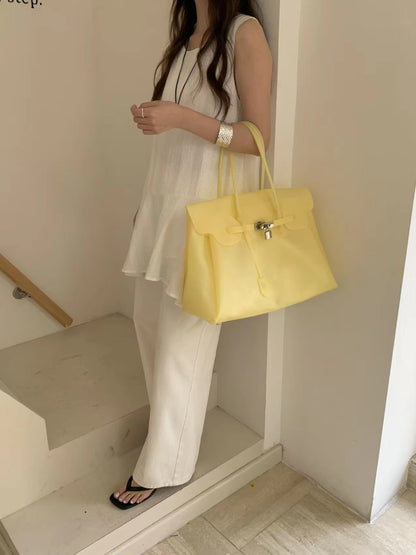 Jelly Shoulder Bag – Frosted & Glossy Finish Tote with Padlock