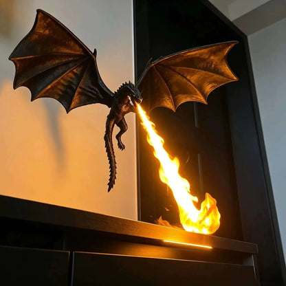 3D Printed Dragon Flame Lamp - LED Fantasy Desk Decor