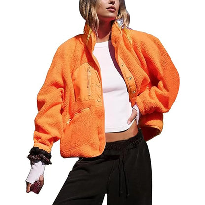 Cropped Lined Button-Down Fleece Shacket - HERGLW