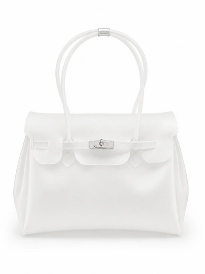 Jelly Shoulder Bag – Frosted & Glossy Finish Tote with Padlock