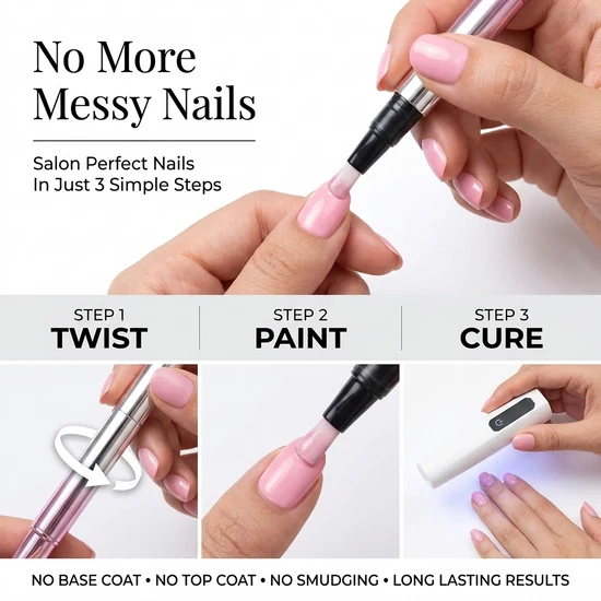 HERGLW Gel Nail Pen Set: Flawless & Portable