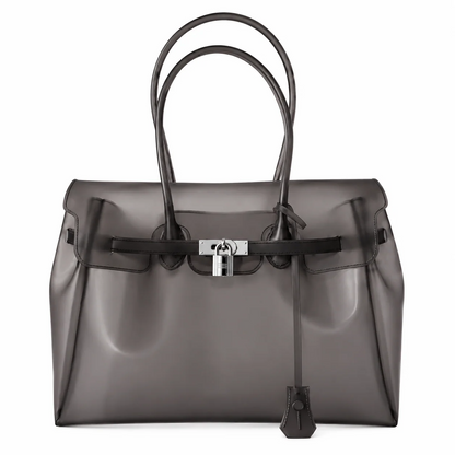 Jelly Shoulder Bag – Frosted & Glossy Finish Tote with Padlock