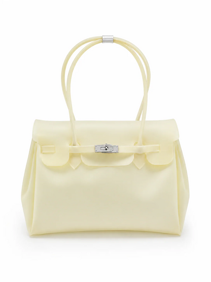 Jelly Shoulder Bag – Frosted & Glossy Finish Tote with Padlock