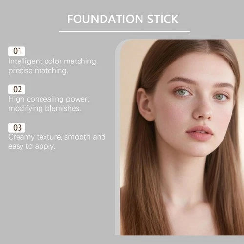 Color-Changing Foundation Stick with Built-In Brush - Full Coverage Cream Base